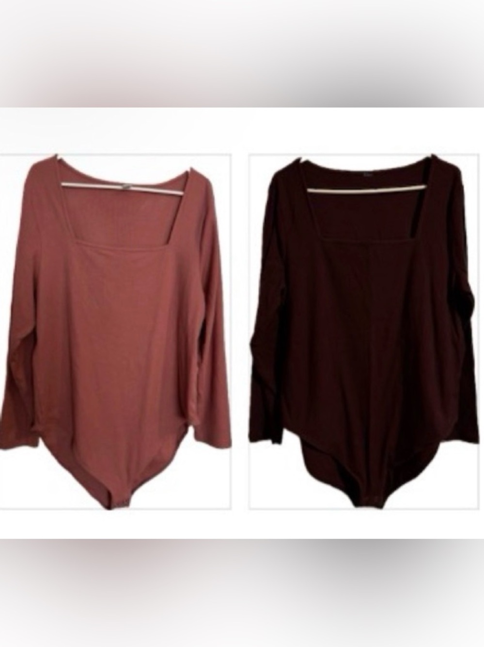 Old Navy Square Neck Ribbed Bodysuit Set of 2 (Dusty Pink & Wine) 3X